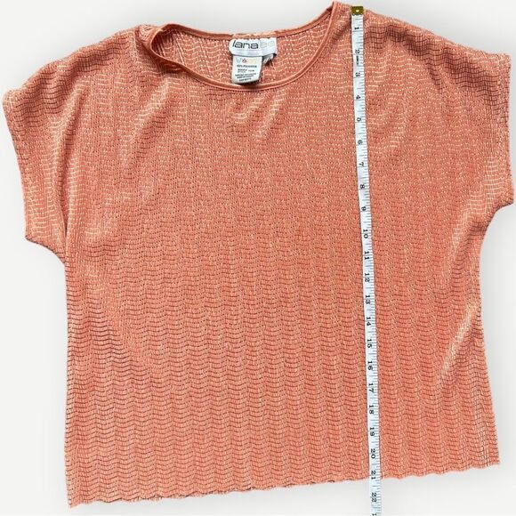 VINTAGE Bundle of 2 Lana Lee Blue & Orange 90s Short Sleeve Textured Tops. Large - Picture 8 of 9